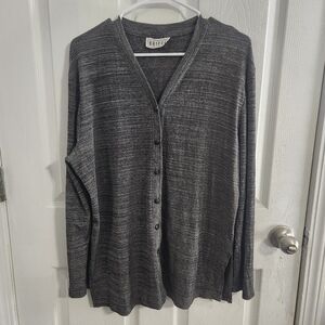 Vintage Bridge grey textured button up cardigan stretch mesh Renaissance men XL